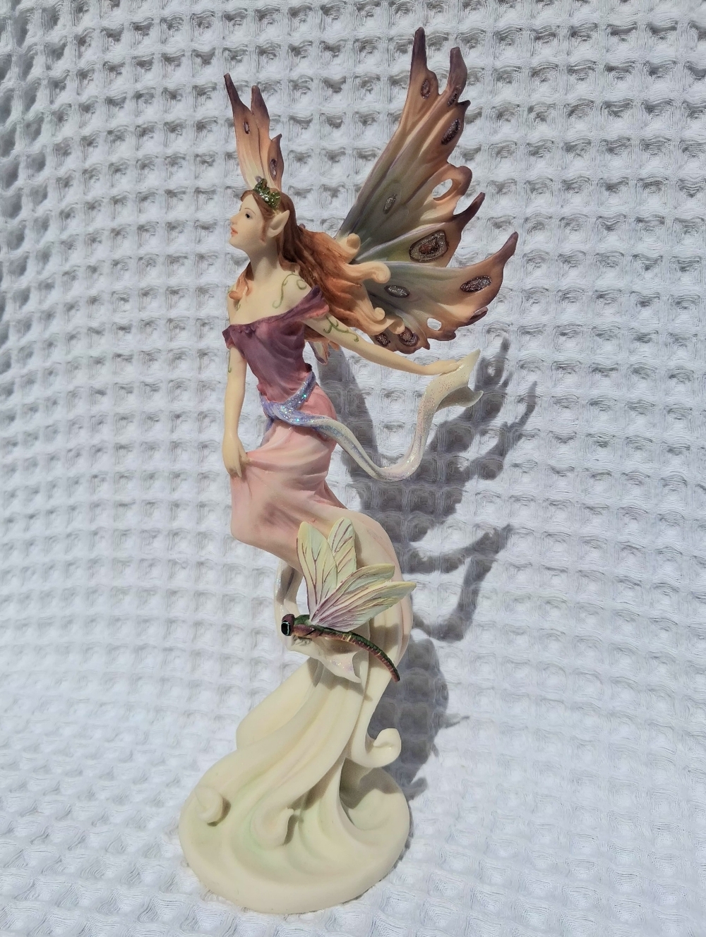 Vtg. 2005 Veronese Pacific Trading Fairy Queen Tall Resin Figurine w/Dragonfly